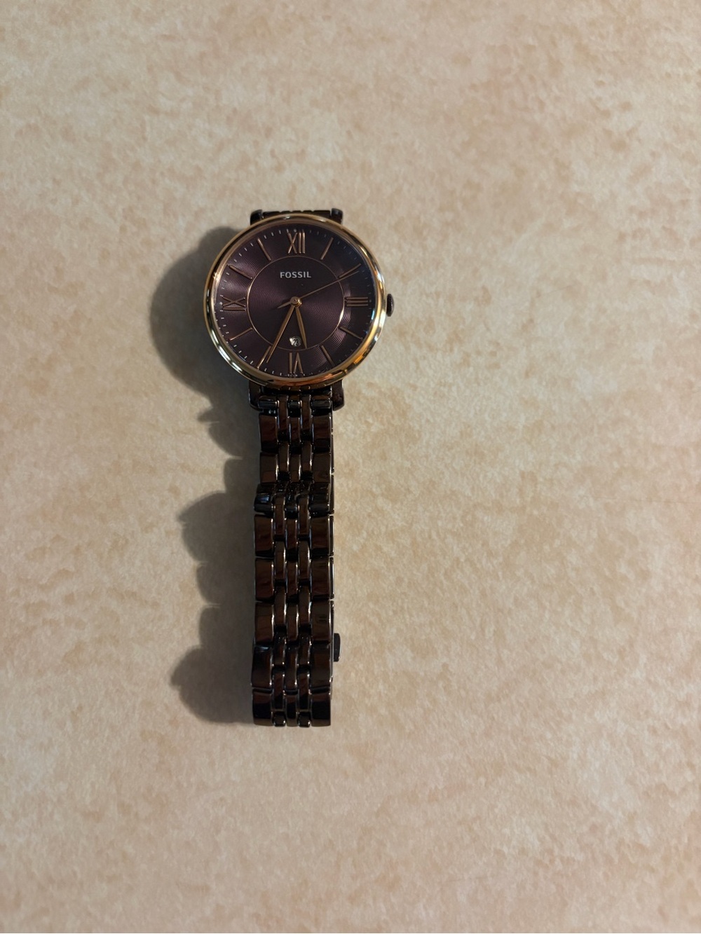 Fossil Women's Brown Dial Watch with Gold-Tone Bezel